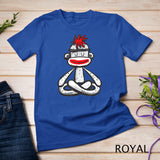 Sock Monkey in Seated Lotus Yoga Pose Funny Mindfulness Gift T-Shirt