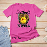 Softball Nana Leopard Game Day Gift For Mother Player Lover T-Shirt