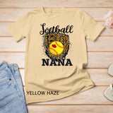 Softball Nana Leopard Game Day Gift For Mother Player Lover T-Shirt