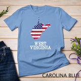 West Virginia Map State American Flag Shirt 4th Of July Tee