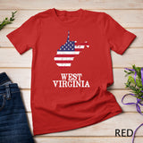West Virginia Map State American Flag Shirt 4th Of July Tee
