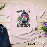 Drinking Like Lincoln 4th of July Men Abraham Merica Flag T-Shirt Black