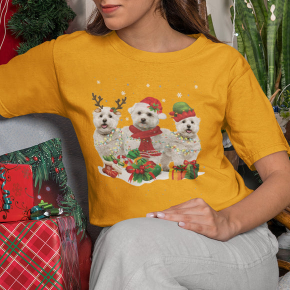 Bichon Frise Christmas Santa Reindeer Elf Xmas T-Shirt