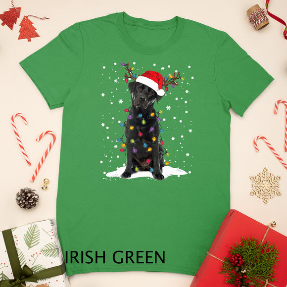 Black Lab Labrador Christmas Tree Light Pajama Dog Xmas Gift T-Shirt