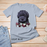 Black Schnoodle Dog Floral T-Shirt