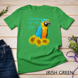 Blue & Gold Macaw Parrot Sunshine Sunflower T-Shirt