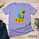 Blue & Gold Macaw Parrot Sunshine Sunflower T-Shirt