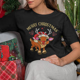 Boys Girls Kids Xmas Cute Santa Hat Reindeer T-Shirt