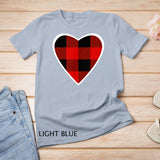Buffalo Plaid Red and Black Valentine Heart T-Shirt