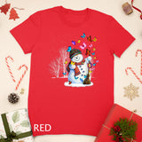 Butterflies And Snowman Wearing Scarf Gift For Christmas T-Shirt