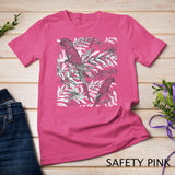 Chinoiserie Tropical Parrot Exotic Bird Floral Monochrome T-Shirt