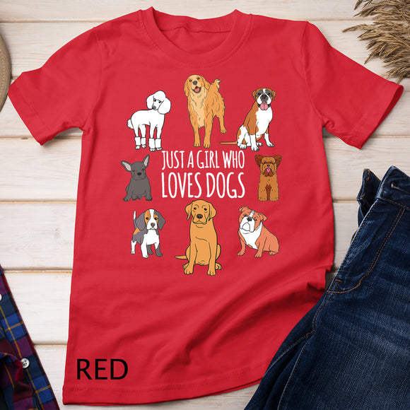 Cute Dog & Puppy Lover Gifts - Just A Girl Who Loves Dogs T-Shirt