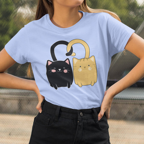 Cute Ginger Cat Black Kitten Love Valentines Day T-shirt