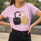 Cute Ginger Cat Black Kitten Love Valentines Day T-shirt