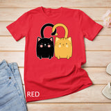 Cute Ginger Cat Black Kitten Love Valentines Day Tshirt