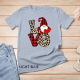 Cute Gnomes Valentines Love Leopard Plaid Couple Matching T-Shirt