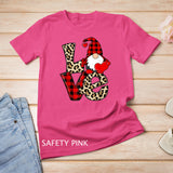 Cute Gnomes Valentines Love Leopard Plaid Couple Matching T-Shirt