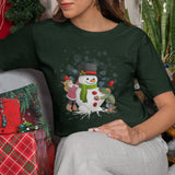 Cute and Funny Christmas Snowman Girls, Boys, Men and Women T-Shirt