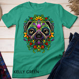 Day Of The Dead Pug Detailed Colorful Dog Illustration T-Shirt