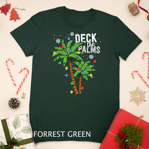 Deck The Palms Tropical Hawaii Christmas Palm Tree Lights T-Shirt
