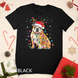 English Bulldog Christmas Reindeer Santa Hat Funny Dog Lover T-Shirt