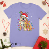 English Bulldog Christmas Reindeer Santa Hat Funny Dog Lover T-Shirt