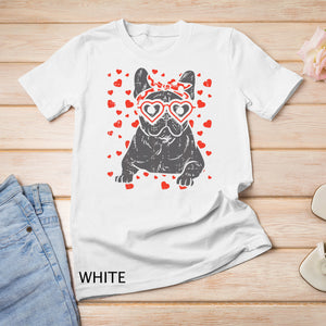 French Bulldog Heart Glasses Valentine Day Frenchie Dog Gift T-Shirt