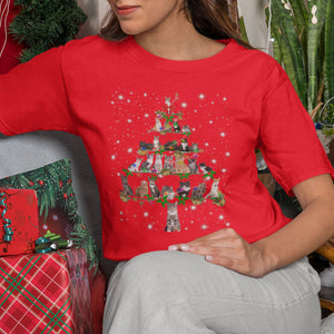 Funny Cats Christmas Tree Tee Ornament Decor Gift T-Shirt