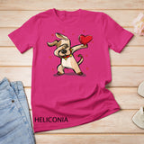 Funny Dabbing Dog Heart Valentine's Day Gift Boys Girls Kids T-Shirt