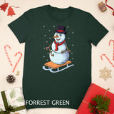 Happy Smiling Snowman Sledding Fanatic Winter Season Lover Long Sleeve T-Shirt