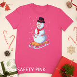 Happy Smiling Snowman Sledding Fanatic Winter Season Lover Long Sleeve T-Shirt