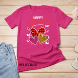 Happy Valentine's Day Three Leopard And Plaid Hearts Girls T-Shirt