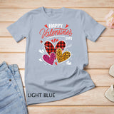 Happy Valentine's Day Three Leopard And Plaid Hearts Girls T-Shirt