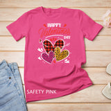 Happy Valentine's Day Three Leopard And Plaid Hearts Girls T-Shirt