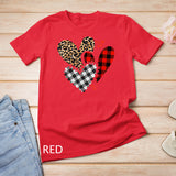 Hearts Leopard Plaid Buffalo Heart Valentines Day Girls Kids T-Shirt