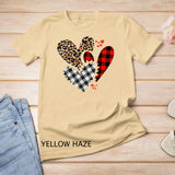 Hearts Leopard Plaid Buffalo Heart Valentines Day Girls Kids T-Shirt