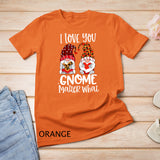 I Love You Gnome Matter What Buffalo Plaid Valentine's Day T-Shirt