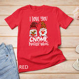 I Love You Gnome Matter What Buffalo Plaid Valentine's Day T-Shirt