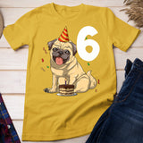Kids Pug Birthday 6 Pug 6th Birthday Outfit Pug Theme 6th Party T-Shirt