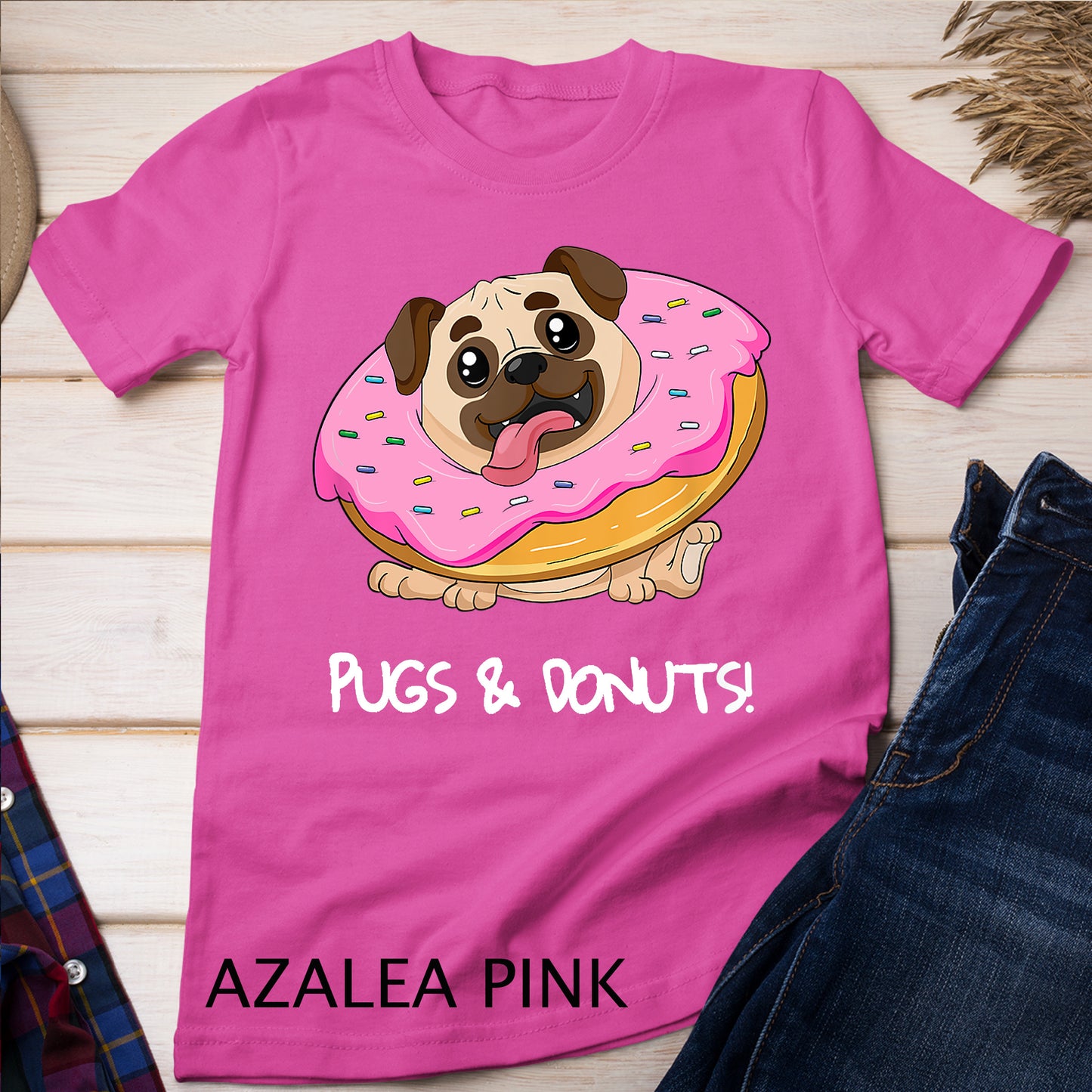 Kids Pugs & Donuts Shirt Pug Lover Candy Fan Girl Woman T-Shirt