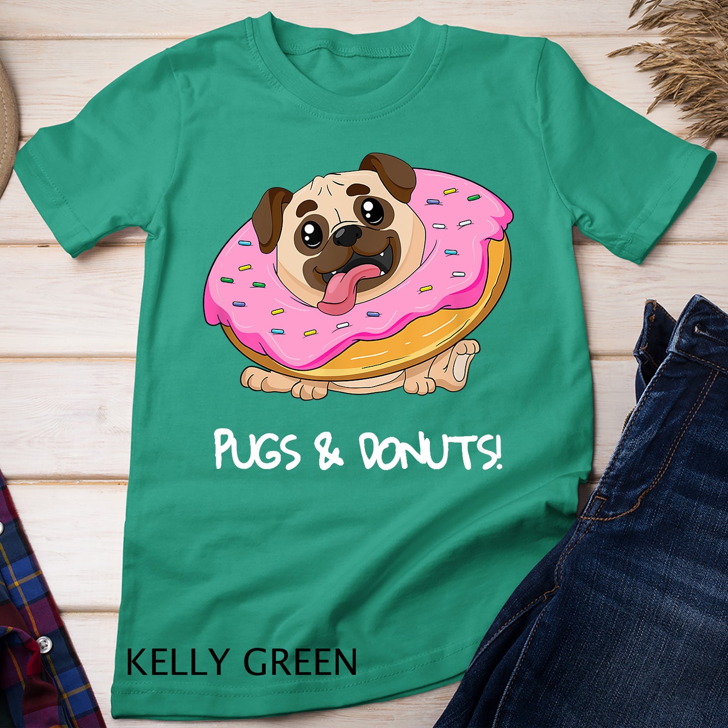 Kids Pugs & Donuts Shirt Pug Lover Candy Fan Girl Woman T-Shirt