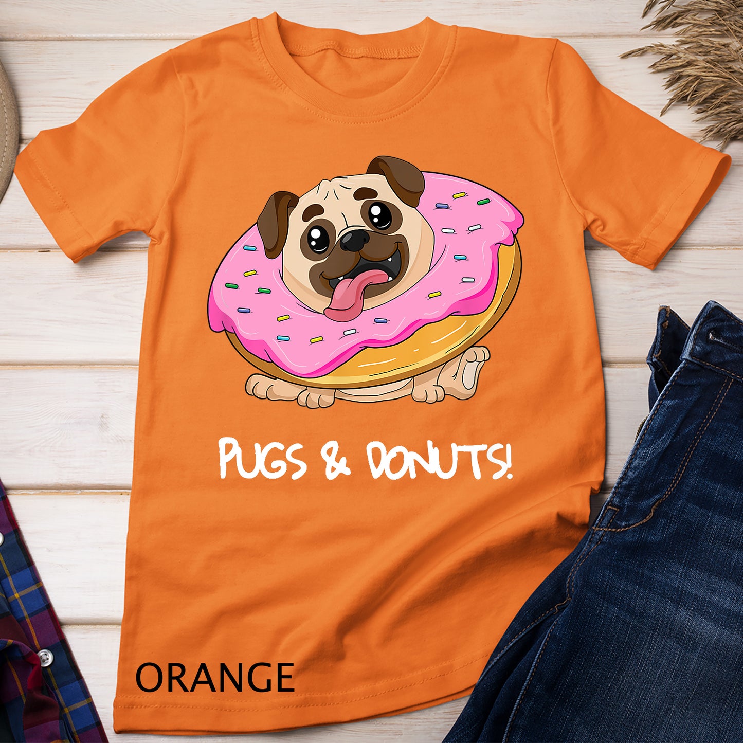 Kids Pugs & Donuts Shirt Pug Lover Candy Fan Girl Woman T-Shirt