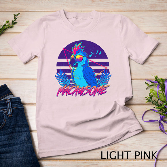 Macawsome - Macaw Parrot Retrowave 80s - T-Shirt