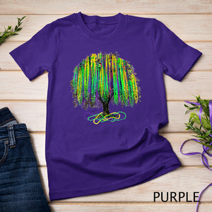 Mardi Gras Tree Beads New Orleans 2023 Watercolor Vintage T-Shirt
