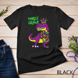 Mardi Grawr Jester Trex Dinosaur Cute Mardi Gras Boys Gift T-Shirt