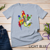 Parrot Flock - Macaw, Cockatoo, African Grey, & Budgie T-Shirt