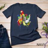 Parrot Flock - Macaw, Cockatoo, African Grey, & Budgie T-Shirt