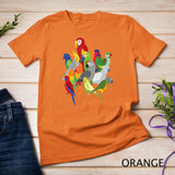 Parrot Flock - Macaw, Cockatoo, African Grey, & Budgie T-Shirt