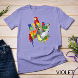 Parrot Flock - Macaw, Cockatoo, African Grey, & Budgie T-Shirt