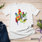 Parrot Flock - Macaw, Cockatoo, African Grey, & Budgie T-Shirt